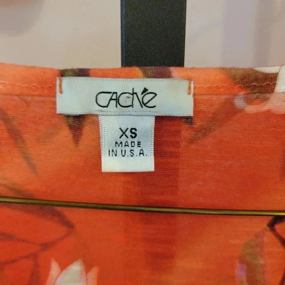 Cache Cold Shoulder Orange Floral Embellished TShirt - Picture 2 of 6